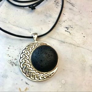 Celestial Moon Aromatherapy Pendant Leather Cord
